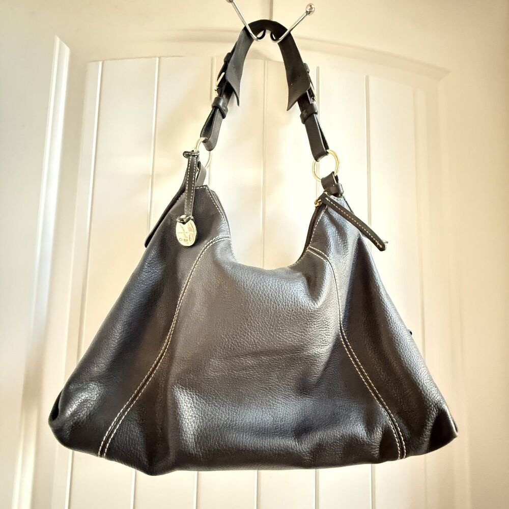 Vintage Dooney & Bourke 1975 Anniversary East West Hobo Duck Charm Black Large - Picture 2 of 10